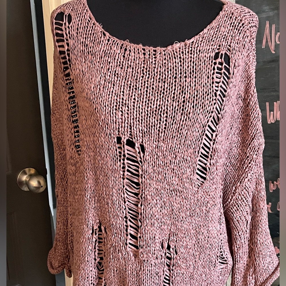 Deja Vu Mauve Sexy Slouchy Deconstructed “think Flashdance” Sweater OS Stunning!